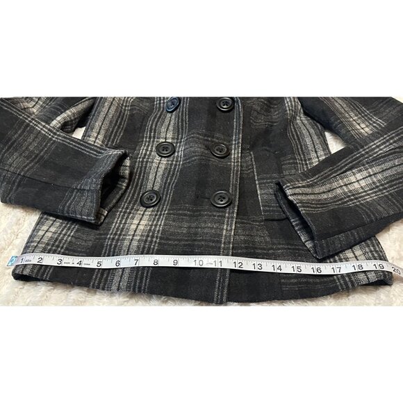Old Navy Double-Breasted Plaid Peacoat Jacket Polyester Blend Women's Size Small - Picture 7 of 16